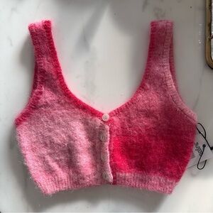 NWT Re/Done Button Front Crop Top M